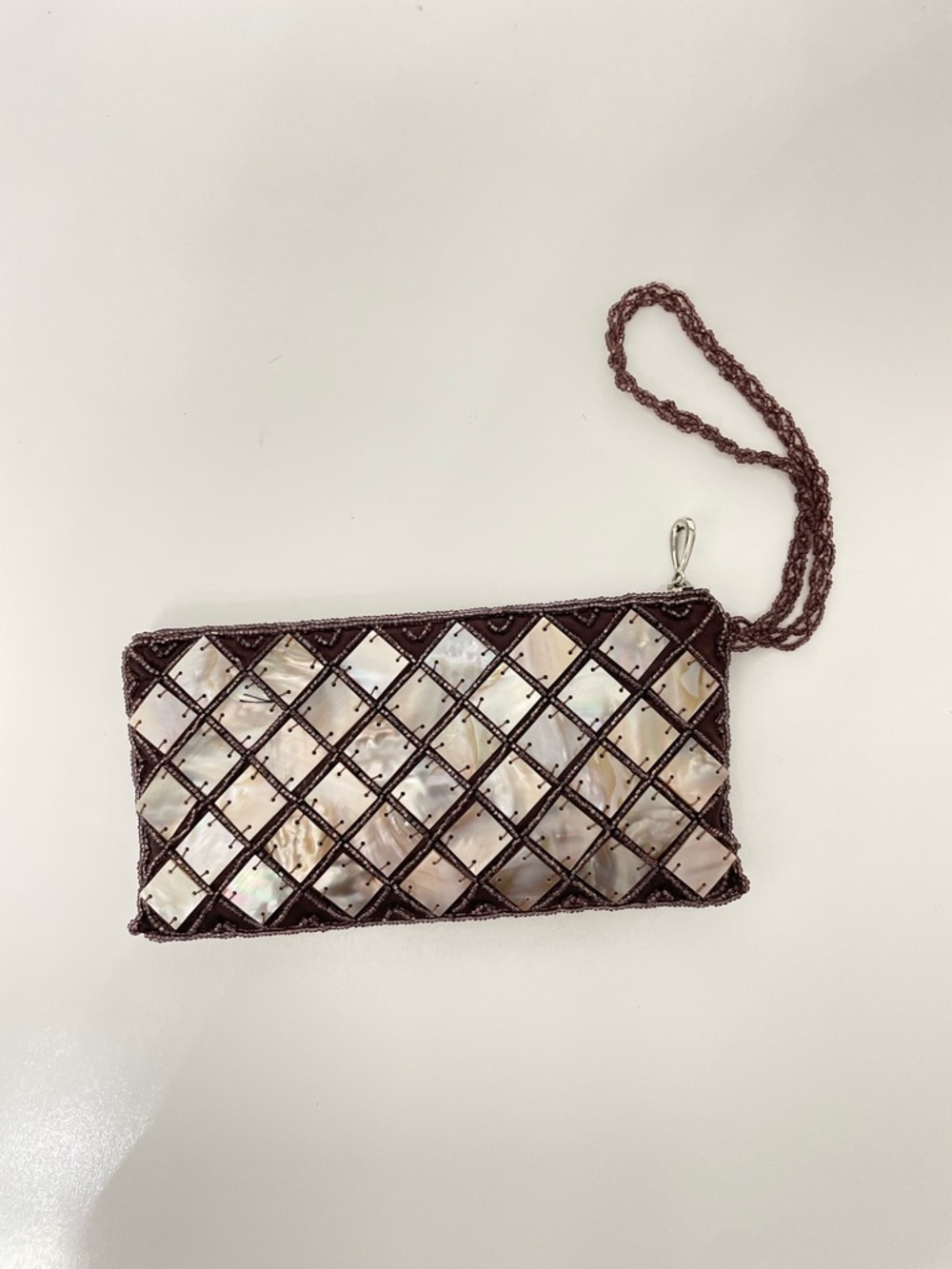 Artisan Handmade Beaded Clutch Dark Brown Wristlet OOAC Evening Formal Wedding
